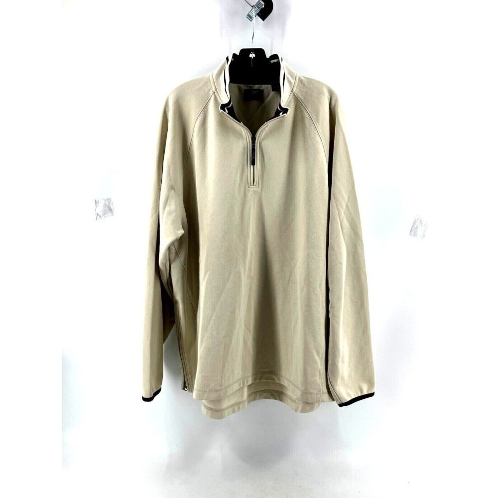 Izod PerformX Men's 1/4 Zip High Collar Knit Golf Sweatshirt Jacket Beige XXL